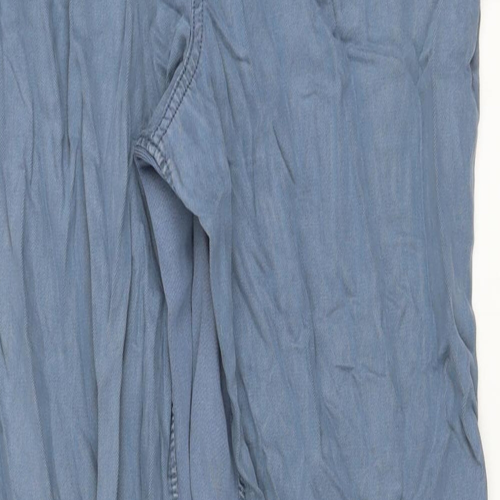 Marks and Spencer Womens Blue Lyocell Jogger Trousers Size 16 L30 in Regular Drawstring