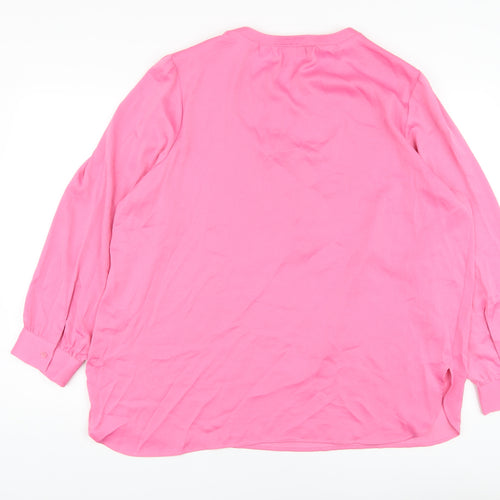 Marks and Spencer Womens Pink Polyester Basic Blouse Size 20 V-Neck