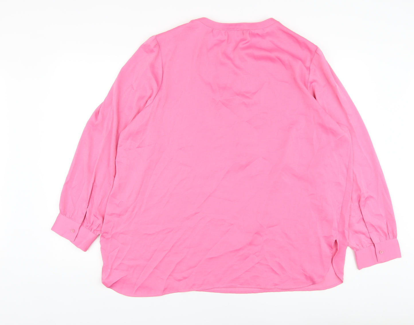 Marks and Spencer Womens Pink Polyester Basic Blouse Size 20 V-Neck