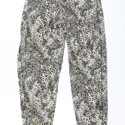 Marks and Spencer Womens Beige Animal Print Viscose Trousers Size 6 L26 in Regular