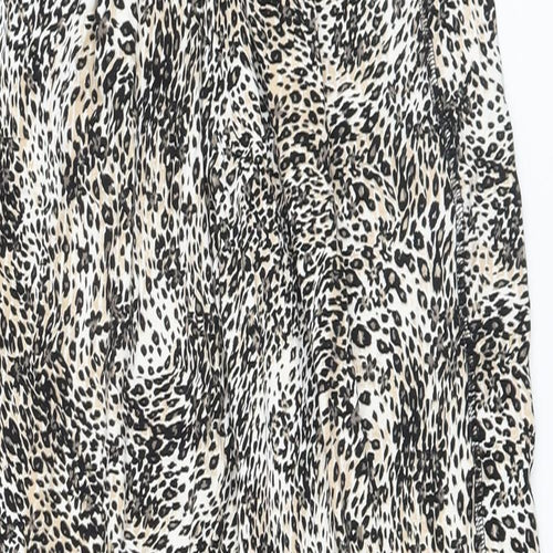 Marks and Spencer Womens Beige Animal Print Viscose Trousers Size 6 L26 in Regular