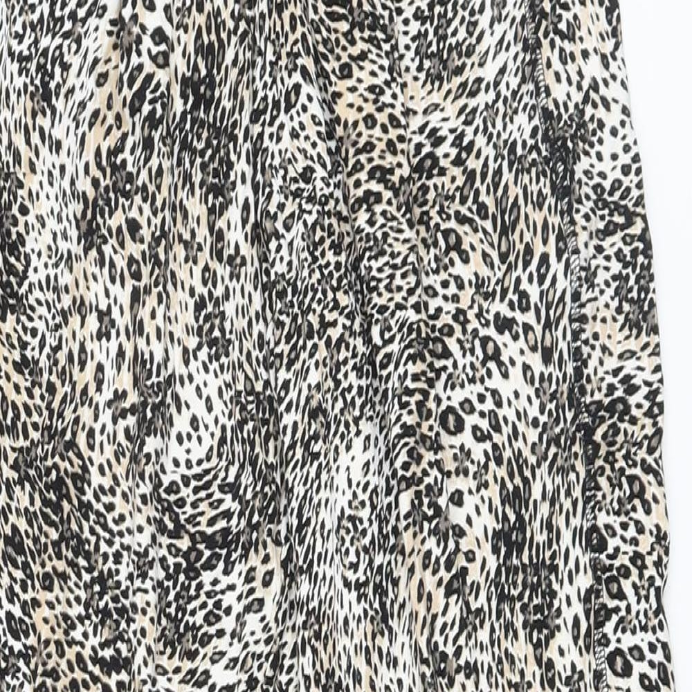 Marks and Spencer Womens Beige Animal Print Viscose Trousers Size 6 L26 in Regular