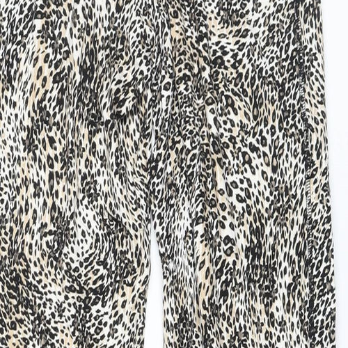 Marks and Spencer Womens Beige Animal Print Viscose Trousers Size 6 L26 in Regular