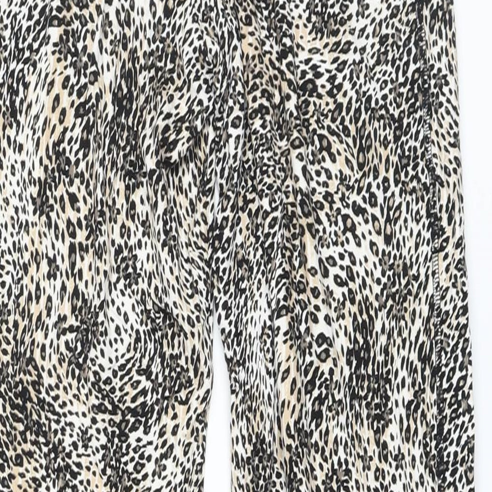 Marks and Spencer Womens Beige Animal Print Viscose Trousers Size 6 L26 in Regular