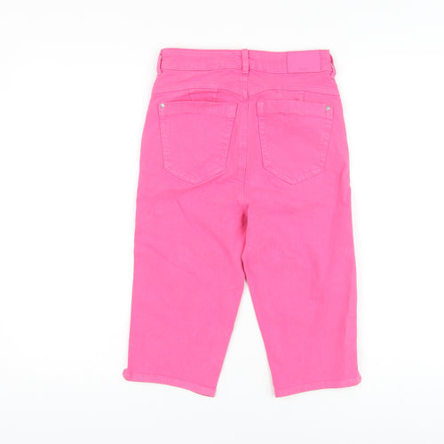 Marks and Spencer Womens Pink Cotton Bermuda Shorts Size 6 L14 in Regular Button
