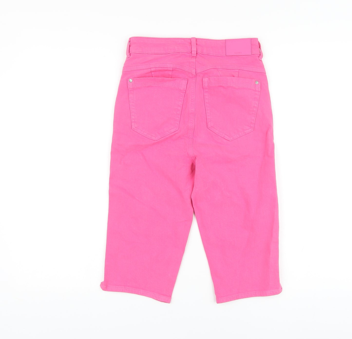 Marks and Spencer Womens Pink Cotton Bermuda Shorts Size 6 L14 in Regular Button