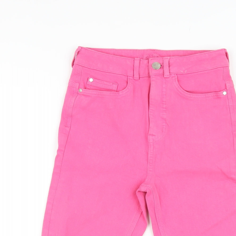 Marks and Spencer Womens Pink Cotton Bermuda Shorts Size 6 L14 in Regular Button