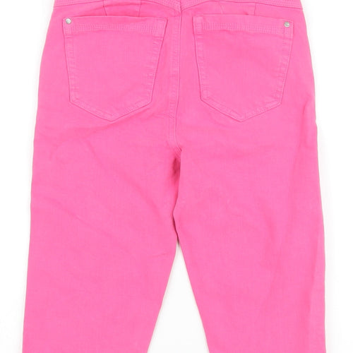 Marks and Spencer Womens Pink Cotton Bermuda Shorts Size 6 L14 in Regular Button