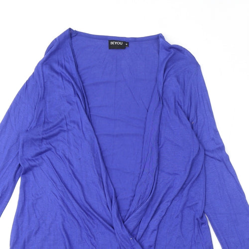 BeYou Womens Blue V-Neck Viscose Cardigan Jumper Size 14