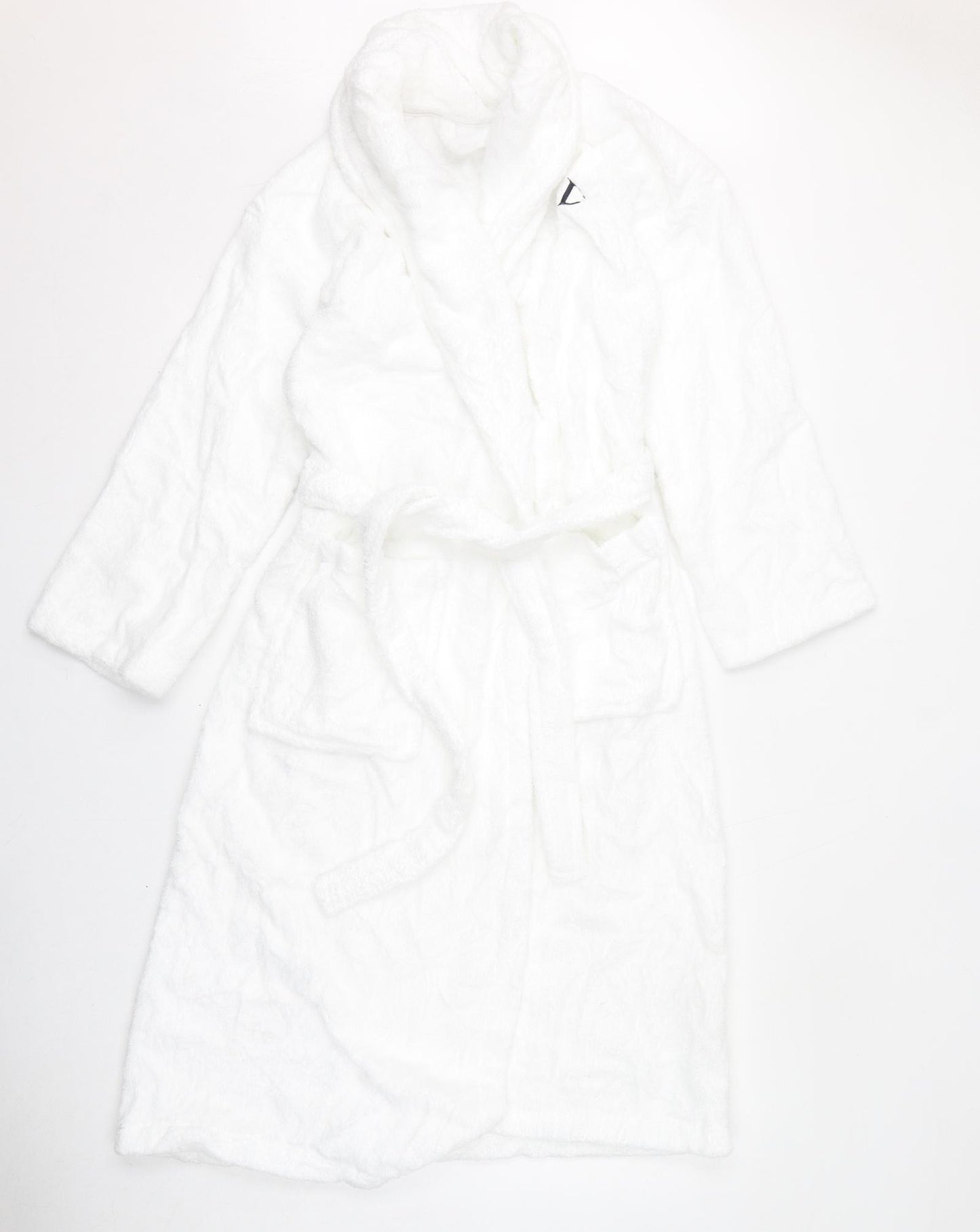 Marks and Spencer Womens White Solid Cotton Kimono Gown Size S Tie