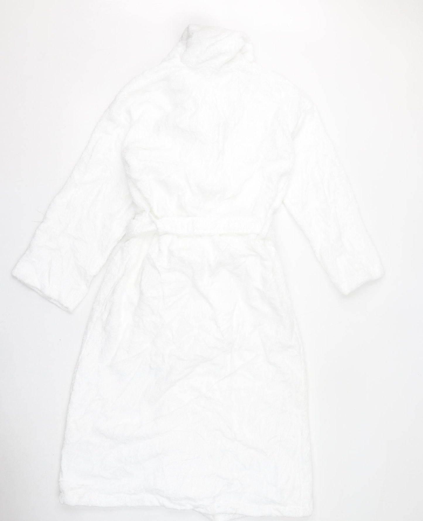 Marks and Spencer Womens White Solid Cotton Kimono Gown Size S Tie