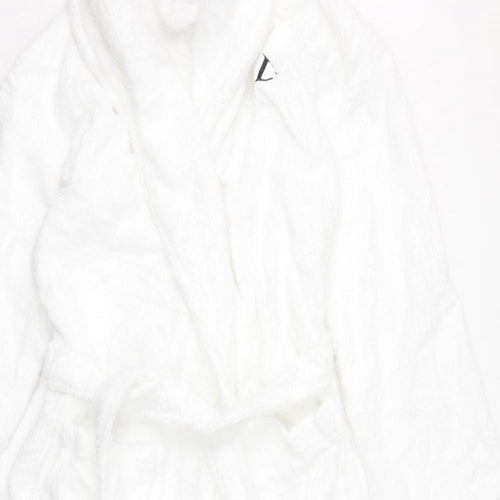 Marks and Spencer Womens White Solid Cotton Kimono Gown Size S Tie