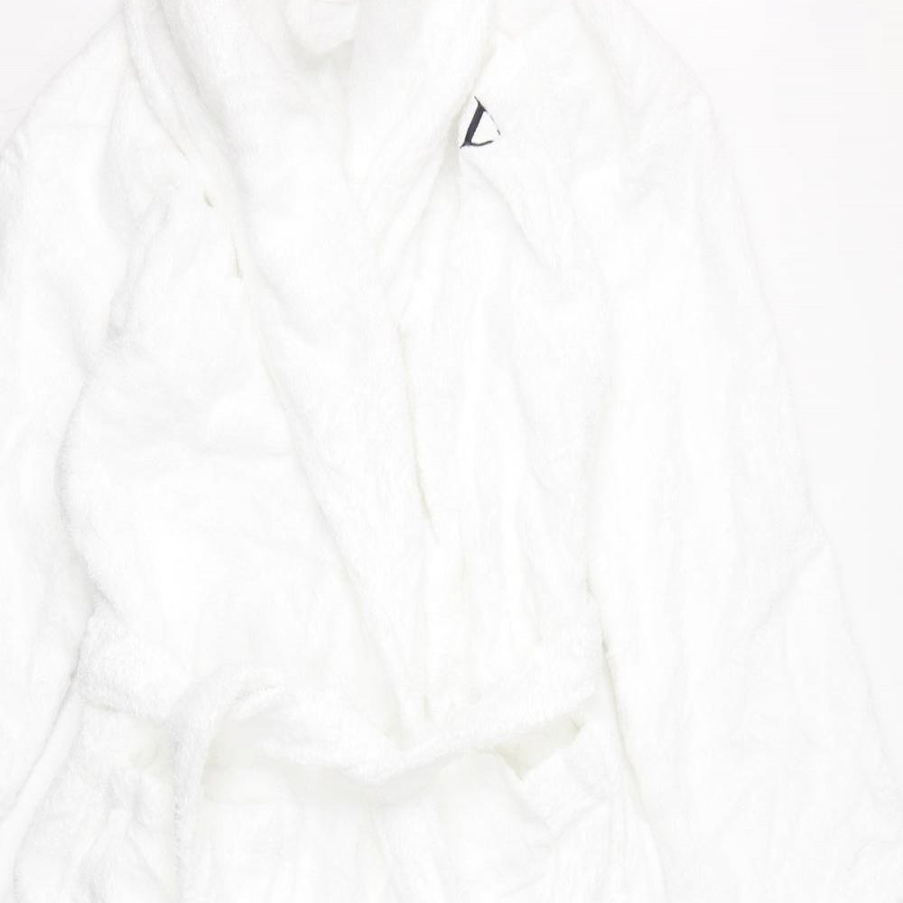 Marks and Spencer Womens White Solid Cotton Kimono Gown Size S Tie
