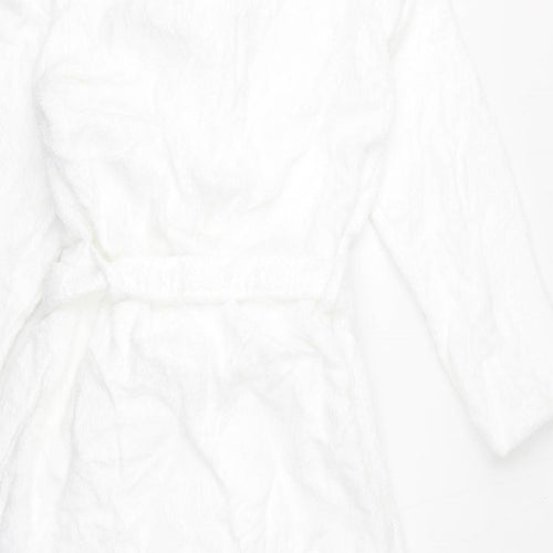 Marks and Spencer Womens White Solid Cotton Kimono Gown Size S Tie