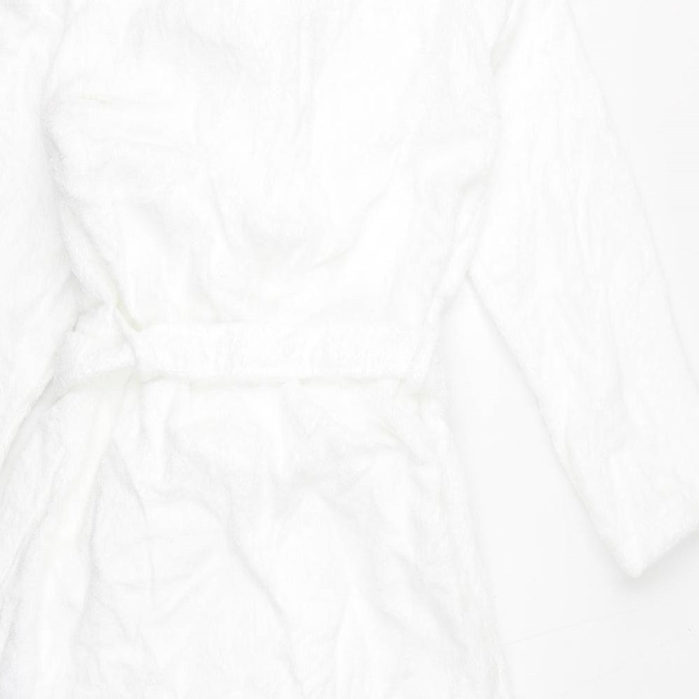 Marks and Spencer Womens White Solid Cotton Kimono Gown Size S Tie
