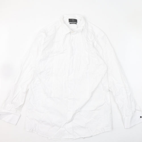 Marks and Spencer Mens White 100% Cotton Dress Shirt Size 16 Collared Button