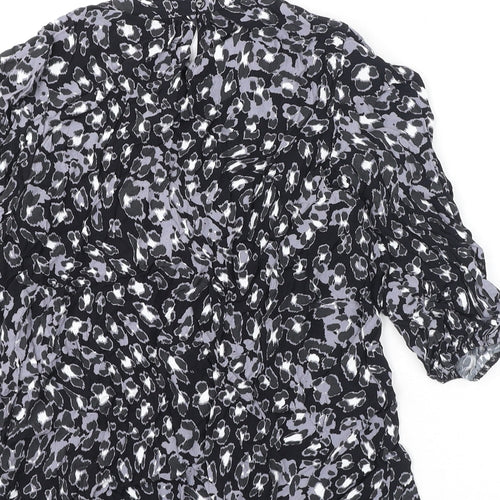 Marks and Spencer Womens Multicoloured Animal Print Viscose Basic Blouse Size 10 Round Neck - Leopard Print