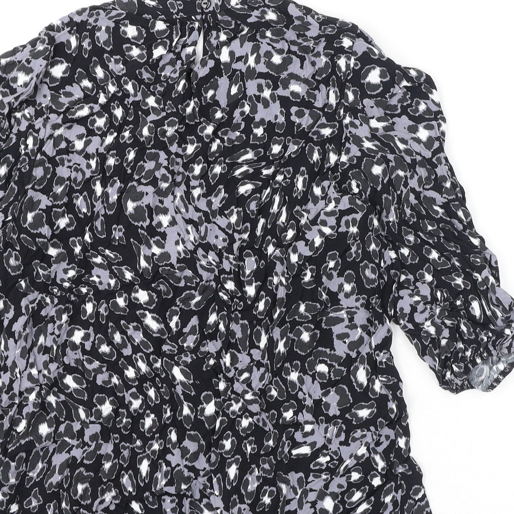 Marks and Spencer Womens Multicoloured Animal Print Viscose Basic Blouse Size 10 Round Neck - Leopard Print