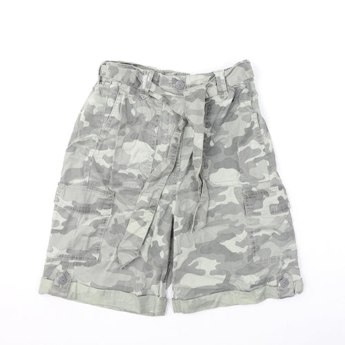 Marks and Spencer Womens Green Camouflage Lyocell Cargo Shorts Size 8 L7 in Regular Zip