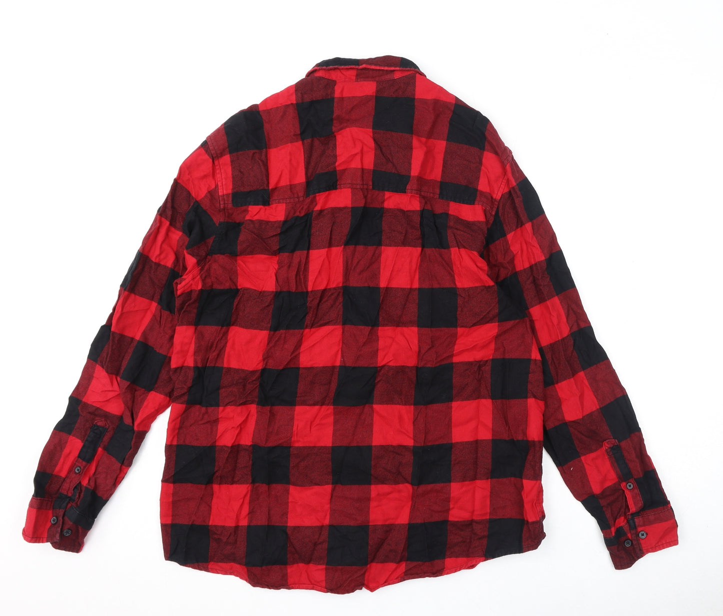 Divided by H&M Womens Red Check 100% Cotton Basic Button-Up Size L Collared