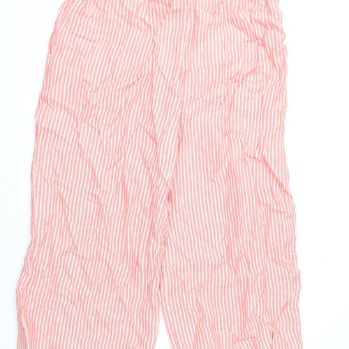 Marks and Spencer Womens Pink Striped Linen Cropped Trousers Size 20 L21 in Regular Zip