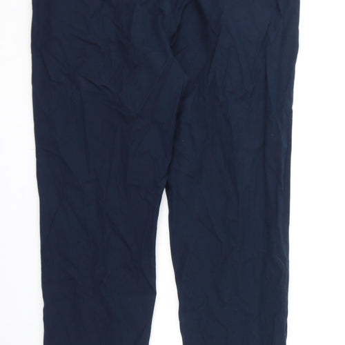 Marks and Spencer Mens Blue Cotton Trousers Size 34 in L29 in Regular Zip