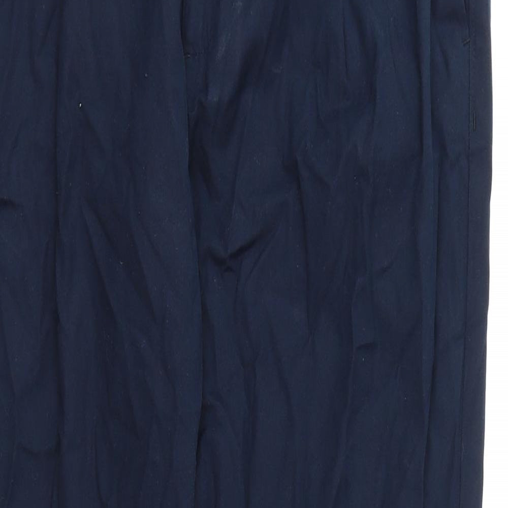 Marks and Spencer Mens Blue Cotton Trousers Size 34 in L29 in Regular Zip