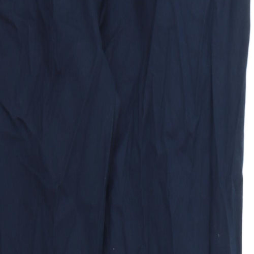 Marks and Spencer Mens Blue Cotton Trousers Size 34 in L29 in Regular Zip