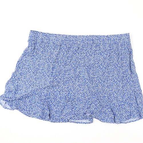 Marks and Spencer Womens Blue Floral Viscose Flare Skirt Size 24