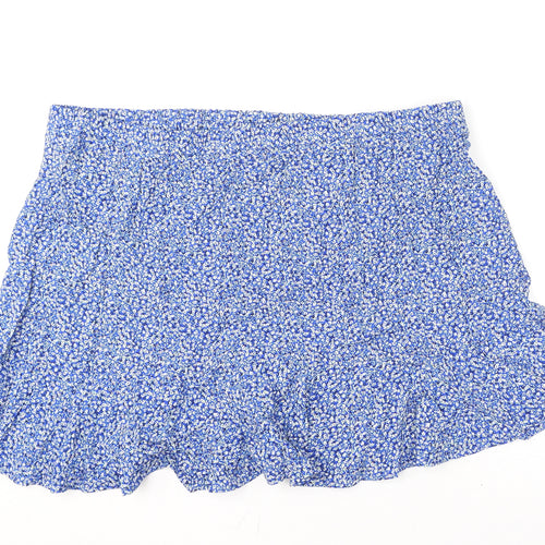 Marks and Spencer Womens Blue Floral Viscose Flare Skirt Size 24