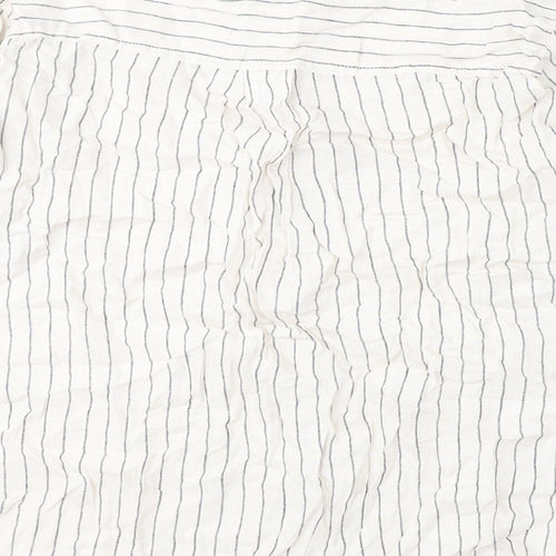 Marks and Spencer Womens Beige Striped Linen Basic Blouse Size 20 Round Neck