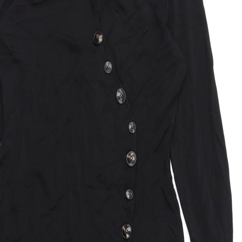Jaeger Womens Black Viscose Pencil Dress Size 14 Collared Button
