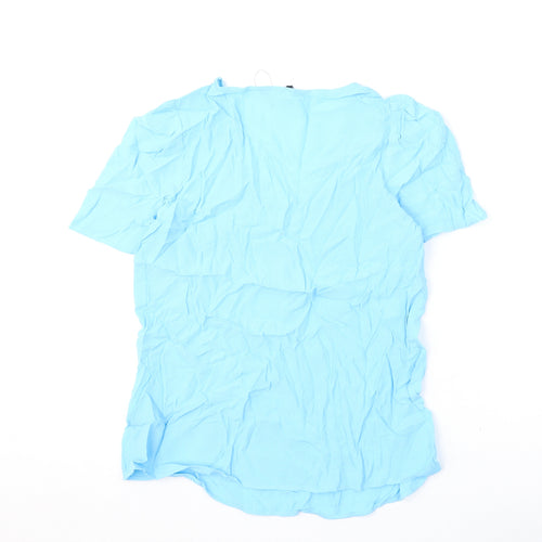 Marks and Spencer Womens Blue Viscose Basic Blouse Size 10 V-Neck