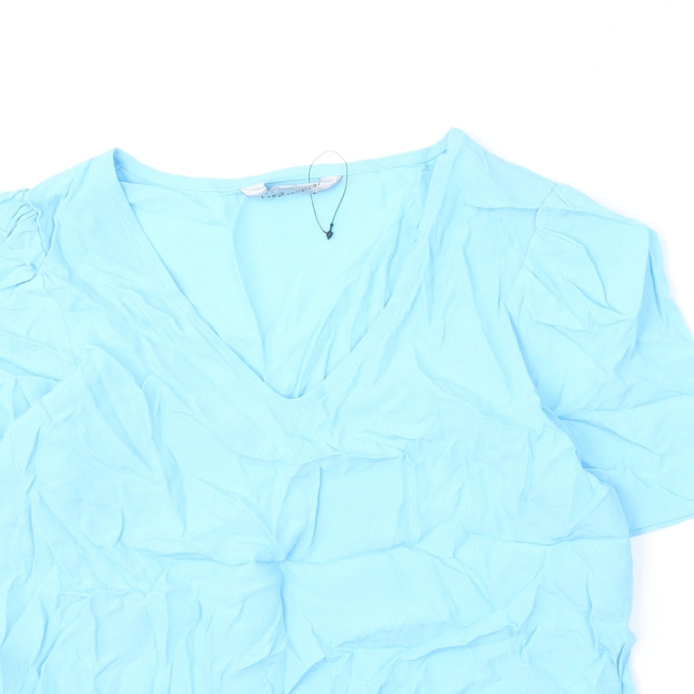 Marks and Spencer Womens Blue Viscose Basic Blouse Size 10 V-Neck