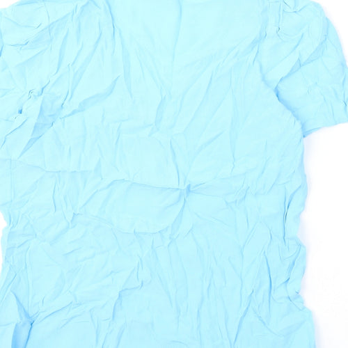 Marks and Spencer Womens Blue Viscose Basic Blouse Size 10 V-Neck