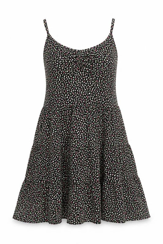 Front view of Marks & Spencer women’s multicoloured floral polyester a-line, size UK 12, scoop neck pullover
