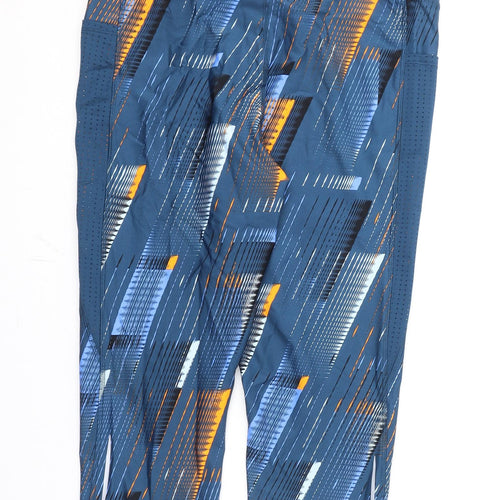 GOODMOVE Womens Blue Geometric Polyester Cropped Leggings Size 18 L19 in Regular Pullover