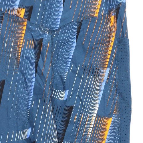 GOODMOVE Womens Blue Geometric Polyester Cropped Leggings Size 18 L19 in Regular Pullover