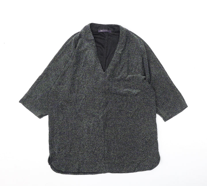Marks and Spencer Womens Multicoloured Polyamide Basic Blouse Size 12 V-Neck - Glittery