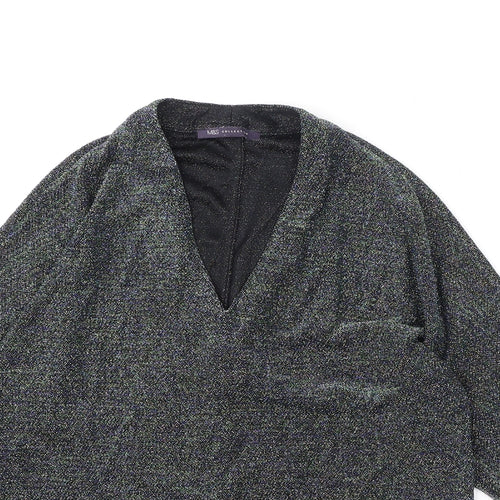 Marks and Spencer Womens Multicoloured Polyamide Basic Blouse Size 12 V-Neck - Glittery