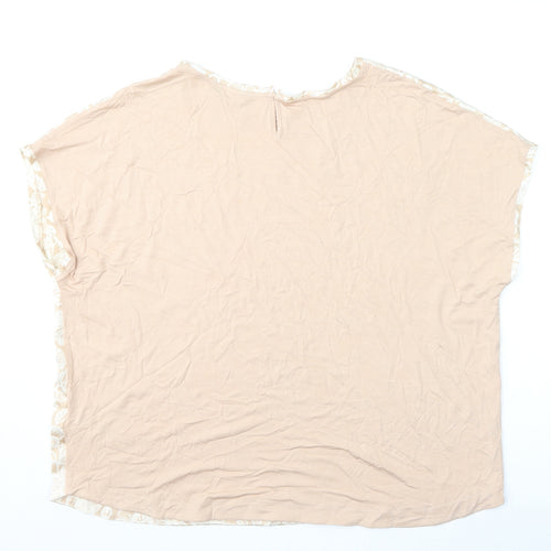 Marks and Spencer Womens Pink Floral Polyester Basic Blouse Size 18 Round Neck