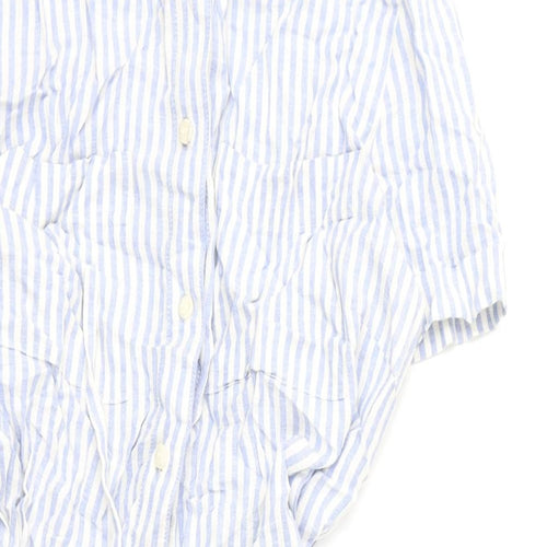 Marks and Spencer Womens Blue Striped Linen Romper One-Piece Size 12 L3 in Button
