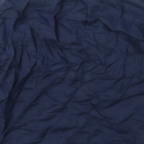 marks Womens Blue Linen Basic Blouse Size 12 Round Neck