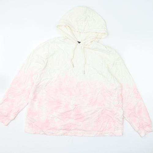 Marks and Spencer Womens Ivory Cotton Pullover Hoodie Size 18 Pullover - Tie Dye