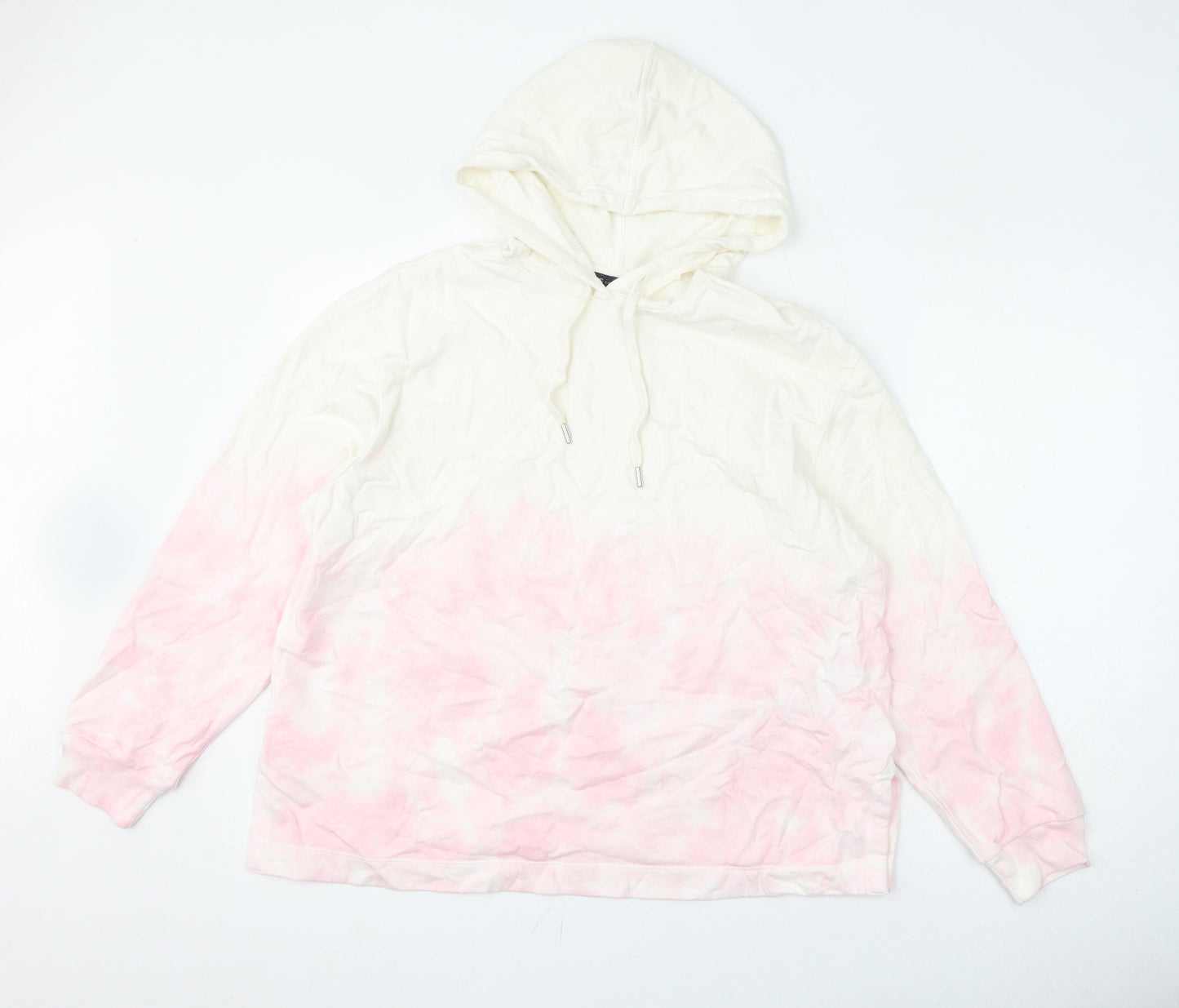 Marks and Spencer Womens Ivory Cotton Pullover Hoodie Size 18 Pullover - Tie Dye
