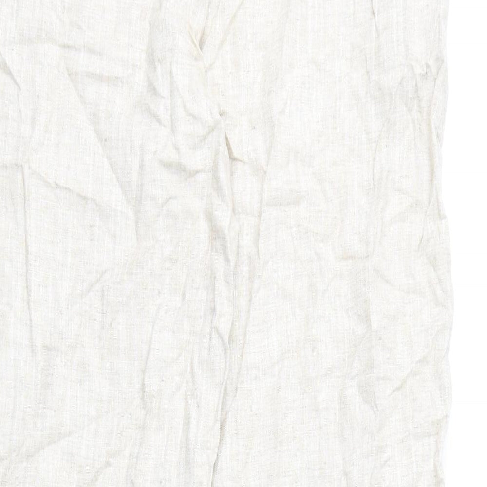 Marks and Spencer Womens Beige Linen Trousers Size 14 L30 in Regular Zip