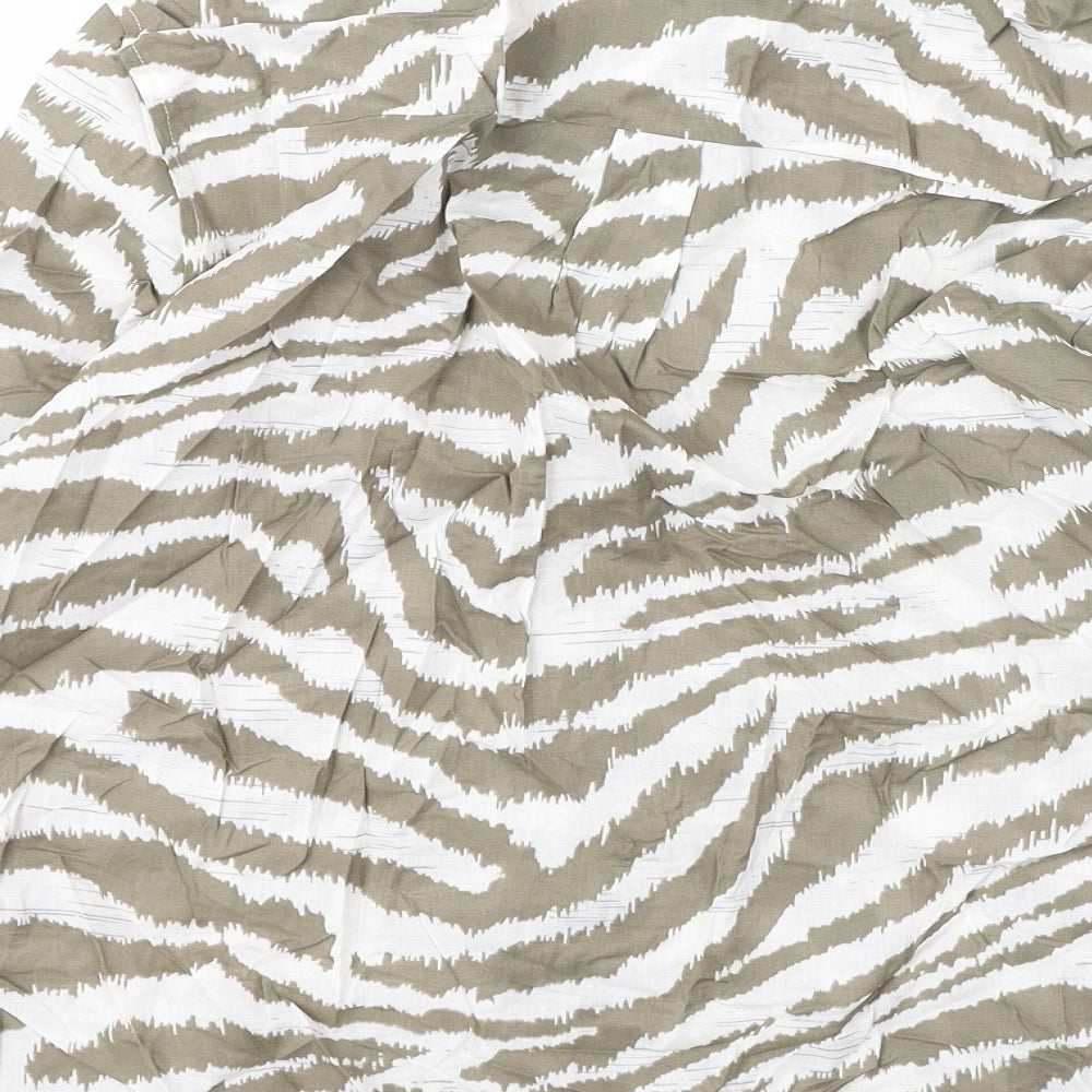 Marks and Spencer Womens Brown Animal Print 100% Cotton Basic Button-Up Size 6 Collared - Tiger Print