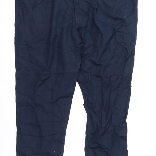 Autograph Mens Blue Linen Trousers Size 40 in L29 in Regular Zip