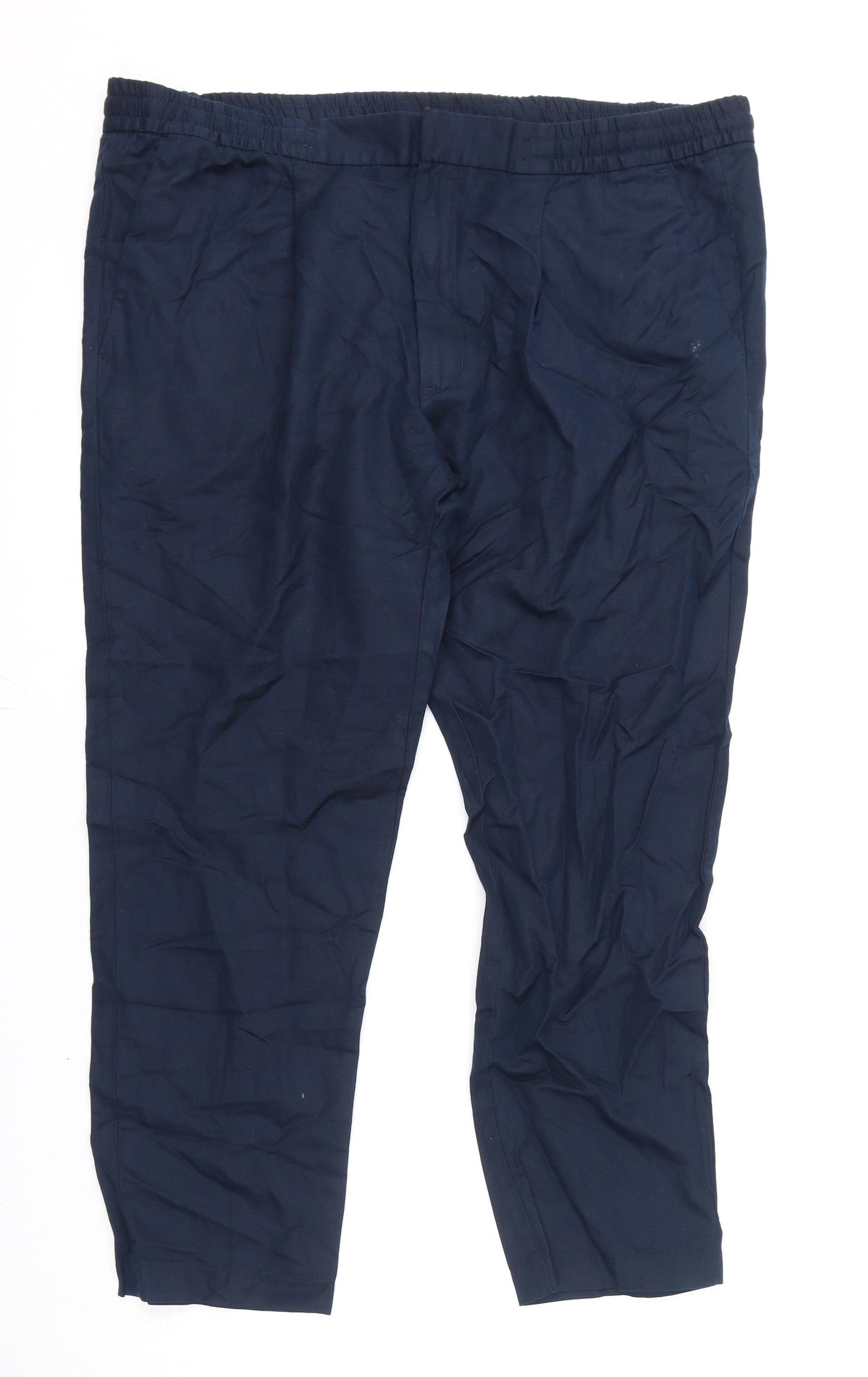 Autograph Mens Blue Linen Trousers Size 40 in L29 in Regular Zip
