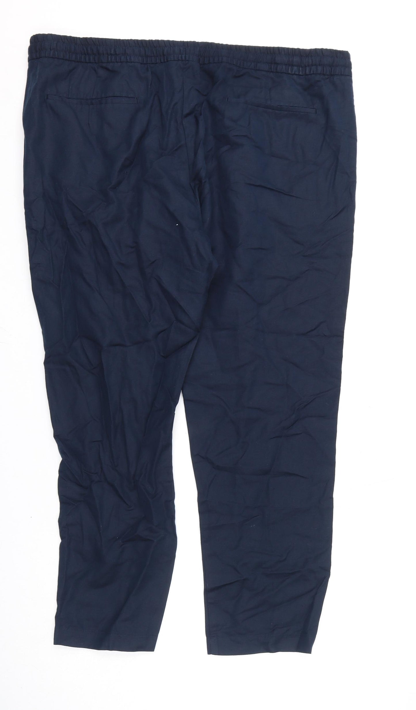 Autograph Mens Blue Linen Trousers Size 40 in L29 in Regular Zip